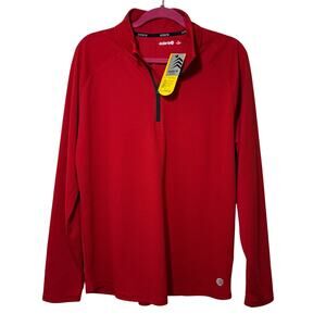 Solaris Red 1/4 Zip Waffle Performance Pullover Top Men’s L NWT Moisture Wicking